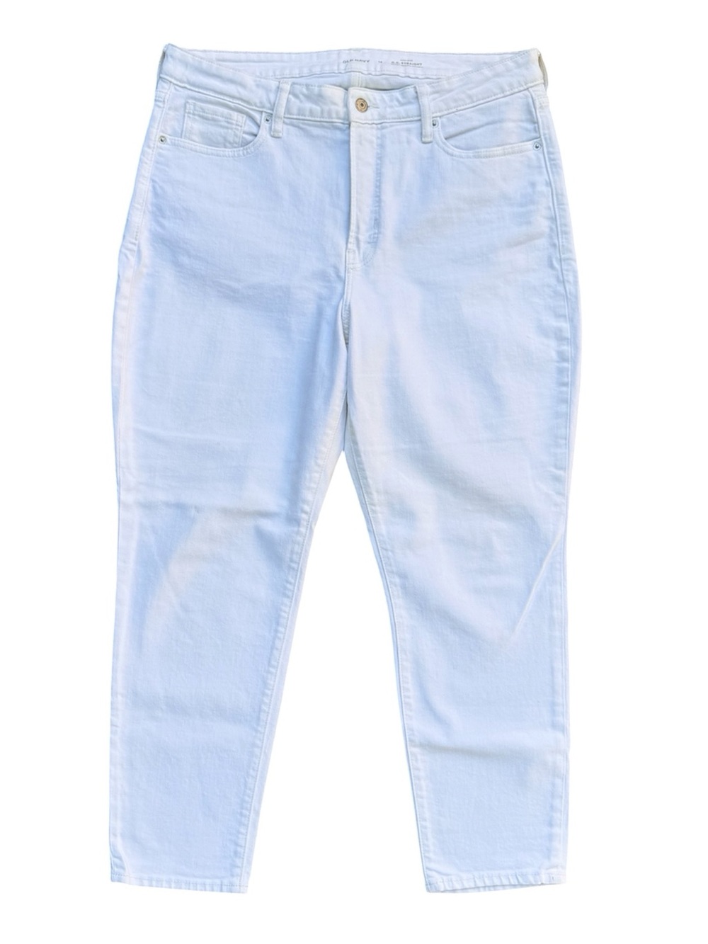 LIke New Old Navy White O. G. Straight High-Rise Jeans. Size 14.